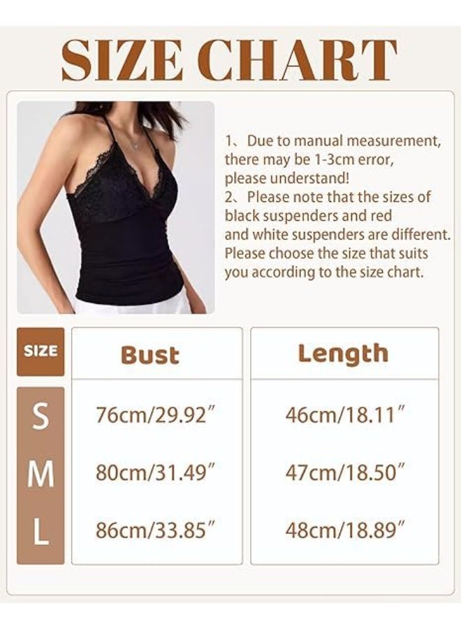 ChicAbode Lace Halterneck Top for Women, Sleeveless V-Neck Backless Camisole Vest, Summer Going Out Fashion Tops - Image 3